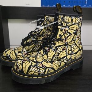 NEW Womens Dr. Martens 1460 Eye Boot Butterfly Yellow Boots Shoes Sz 6